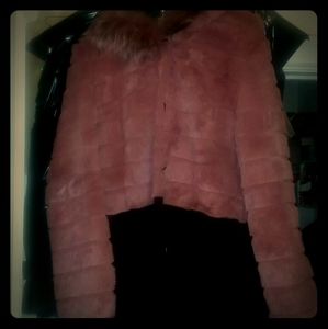 Real rabbit fur coat with hood